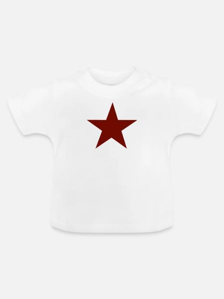 Stern Dunkelrot - Baby Bio-T-Shirt mit Rundhals - Weiß