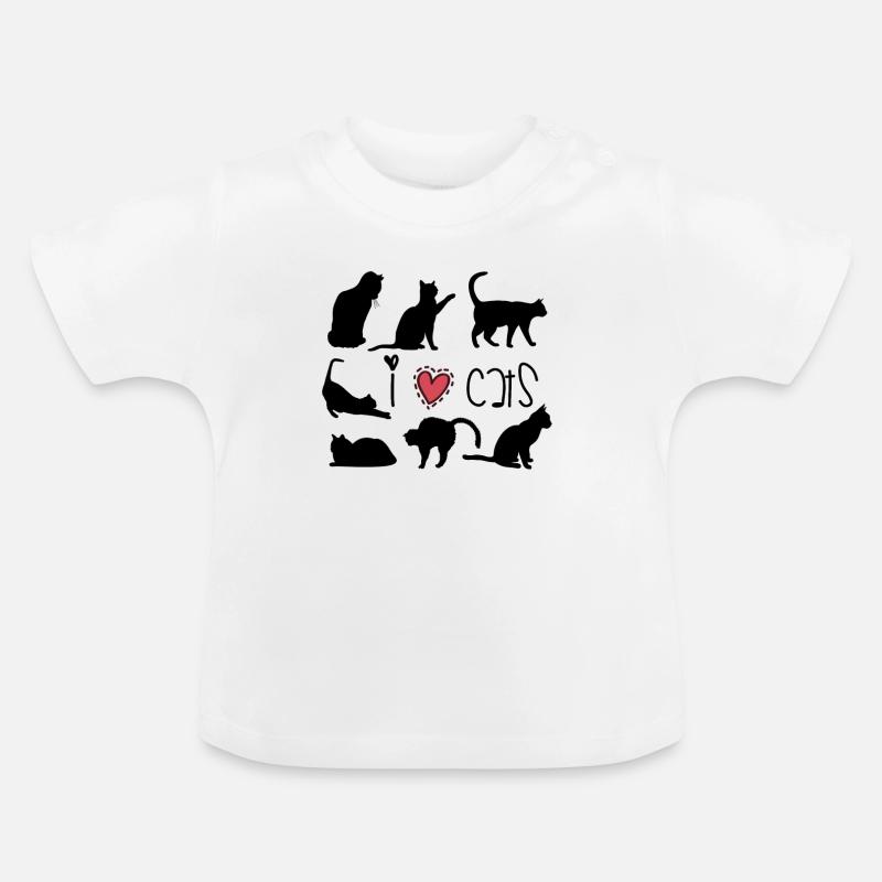 J'aime les chats, les chatons, l'idée de cadeau de conception de chat - T-shirt bio col rond Bébé - blanc