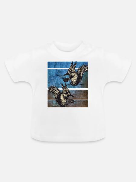 Eichhörnchen Retro - Baby Bio-T-Shirt mit Rundhals - Weiß
