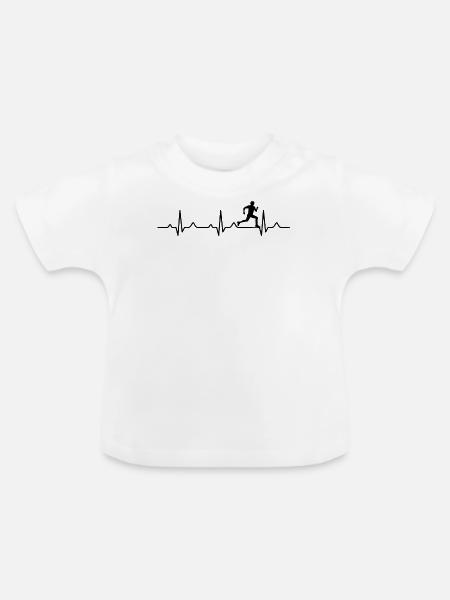 Herzschlag Running Jogging - Baby Bio-T-Shirt mit Rundhals - Weiß