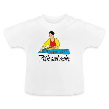 Fish booth market - Baby Organic T-Shirt with Round Neck - white - Front