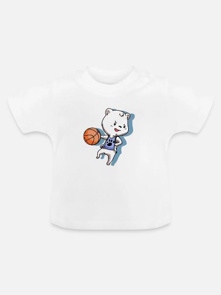 Polarbär Basketball - Baby Bio-T-Shirt mit Rundhals - Weiß