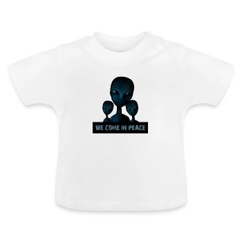 Aliens Are Among Us - We Come In Peace Alien Shirt - Baby Bio-T-Shirt mit Rundhals - Weiß - Vorne