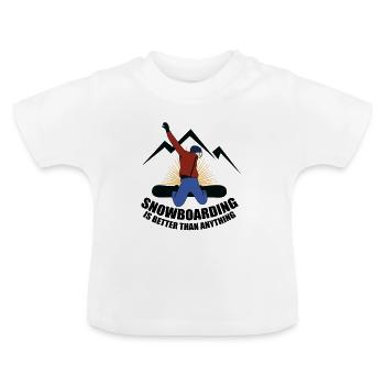 Snowboard ist besser als alles andere - Baby Bio-T-Shirt mit Rundhals - Weiß - Vorne