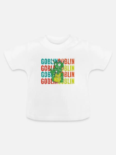 Retro Goblin Used Look - Baby Bio-T-Shirt mit Rundhals - Weiß