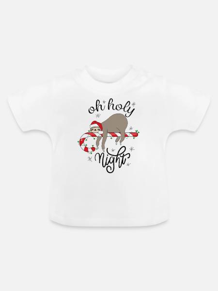Oh holy Night Faultier Weihnachten - Baby Bio-T-Shirt mit Rundhals - Weiß