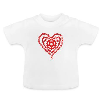 Fahrrad Herz aus Ketten - Baby Bio-T-Shirt mit Rundhals - Weiß - Vorne