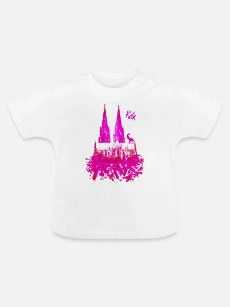 Kölner Dom - Baby Bio-T-Shirt mit Rundhals - Weiß