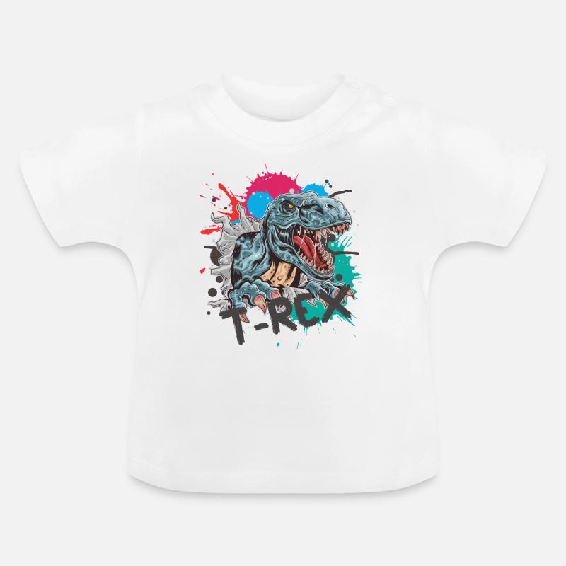 T-Rex - T-shirt bio col rond Bébé - blanc