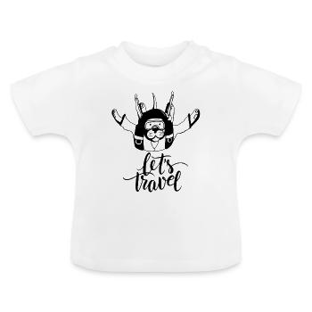 Chien parachutiste - T-shirt bio col rond Bébé - blanc - Devant
