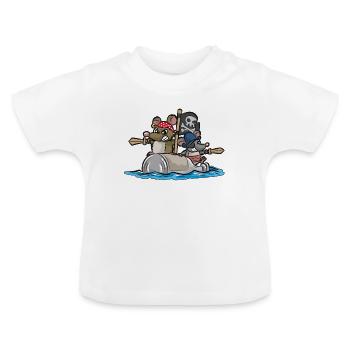 PIRATES Pirates Mice Pirate Ship Pirate - Baby Organic T-Shirt with Round Neck - white - Front