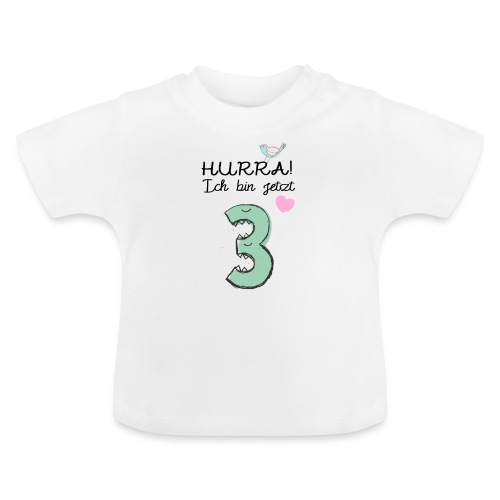 Hurra ich bin jetzt 3 / Geschenk zum 3. Geburtstag - Baby Bio-T-Shirt mit Rundhals