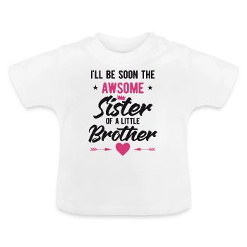 grande sorella di un piccolo fratello regalo - Maglietta ecologica con scollo rotondo per neonato - bianco - Fronte