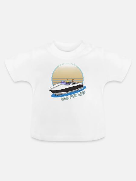 Motorboot - Baby Bio-T-Shirt mit Rundhals - Weiß
