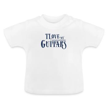 Guitar Guitar Guitar Guitar - Baby Organic T-Shirt with Round Neck - white - Front