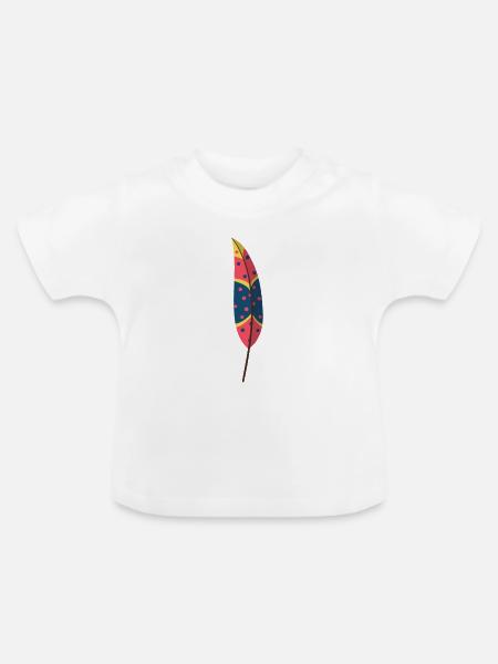 Feder - Baby Bio-T-Shirt mit Rundhals - Weiß