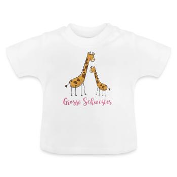 Kinder Große Schwester 2020 Babyparty Mitbringsel - Baby Bio-T-Shirt mit Rundhals - Weiß - Vorne