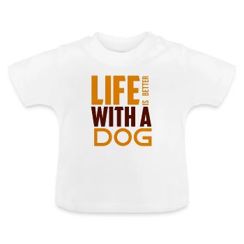 Living with a dog - Baby Organic T-Shirt with Round Neck - white - Front