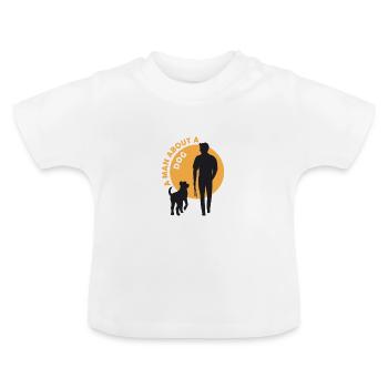 Dog and man - Baby Organic T-Shirt with Round Neck - white - Front