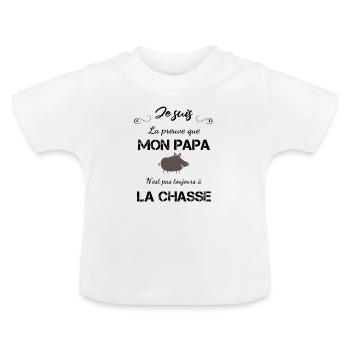 Je suis la preuve que mon papa n'est pas - T-shirt bio col rond Bébé - blanc - Devant