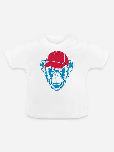 Affe wild tier Mütze - Baby Bio-T-Shirt mit Rundhals - Weiß