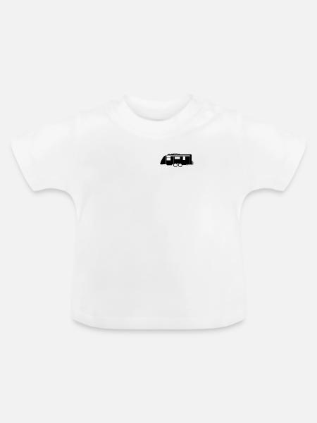 Wohnwagen Shirt - Baby Bio-T-Shirt mit Rundhals - Weiß