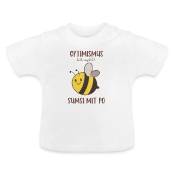 Optimismus heisst umgekehrt Sumsi mit Po - Baby Bio-T-Shirt mit Rundhals - Weiß - Vorne