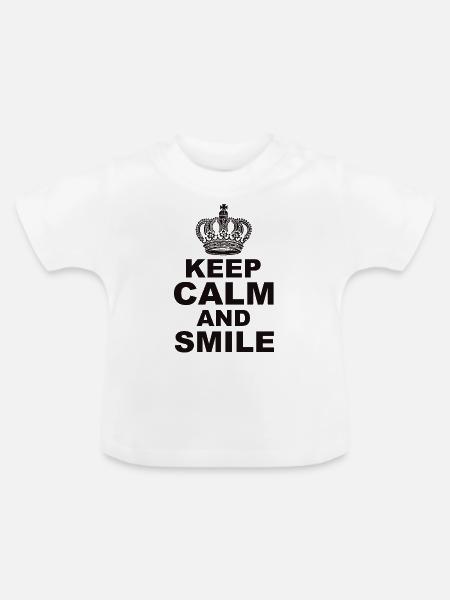 Keep calm and Smile - Baby Bio-T-Shirt mit Rundhals - Weiß