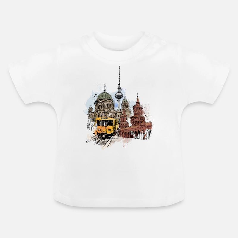 Collage du métro de Berlin - T-shirt bio col rond Bébé - blanc