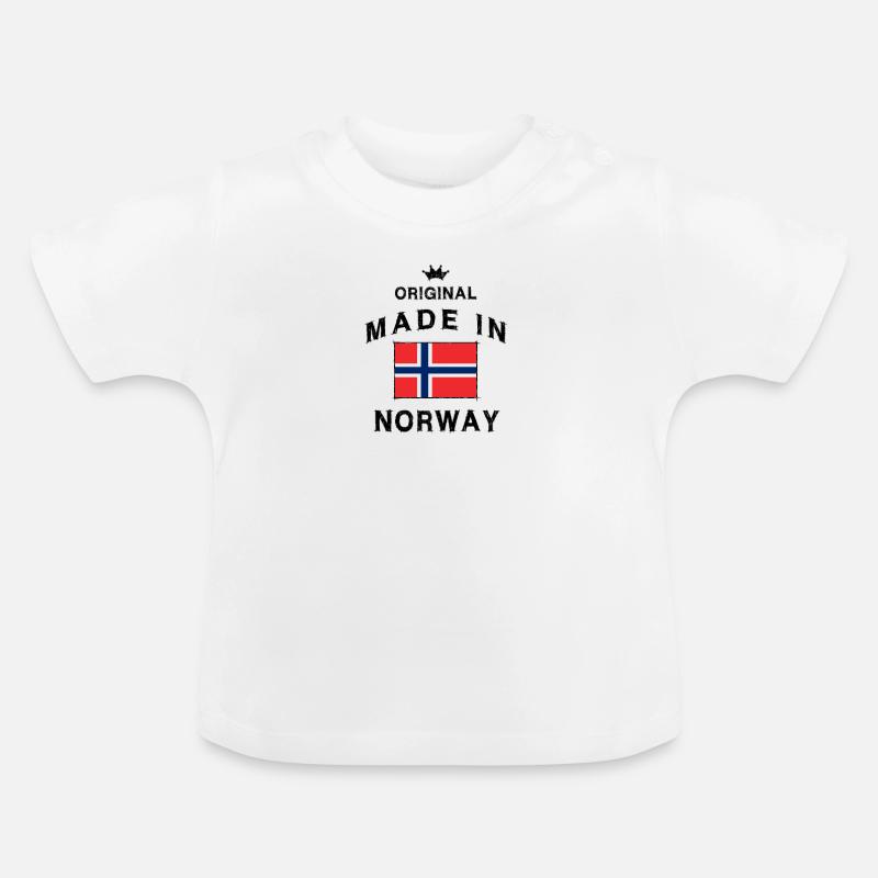 Drapeau norvégien drapeau drapeau - T-shirt bio col rond Bébé - blanc