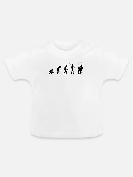 Ziehharmonika Evolution - Akkordeon Geschenkidee - Baby Bio-T-Shirt mit Rundhals - Weiß
