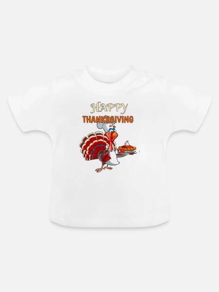 Thanksgiving-Truthahn - Baby Bio-T-Shirt mit Rundhals - Weiß