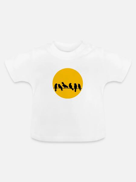 Vögel auf der Leitung - Baby Bio-T-Shirt mit Rundhals - Weiß