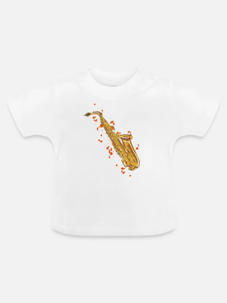 Saxophon - Baby Bio-T-Shirt mit Rundhals - Weiß