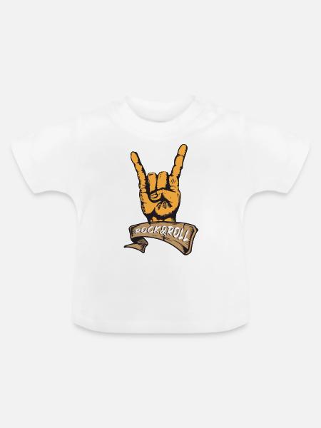 Rock and Roll - Baby Bio-T-Shirt mit Rundhals - Weiß