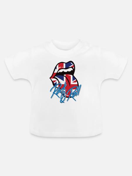 Rock and Roll - Baby Bio-T-Shirt mit Rundhals - Weiß
