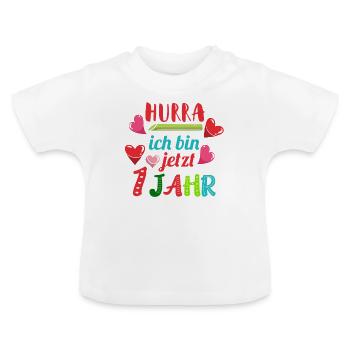 Hurra 1 Jahr Baby Kleinkind Geschenk Geburtstag - Baby Bio-T-Shirt mit Rundhals - Weiß - Vorne