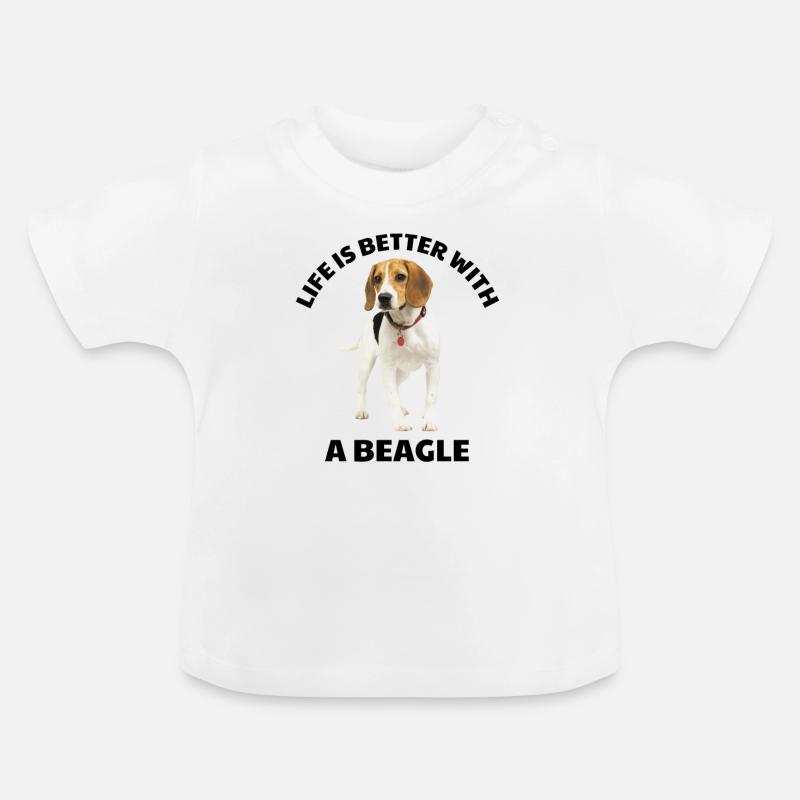 Mit einem Beagle ist das Leben besser - Baby Bio-T-Shirt mit Rundhals - Weiß