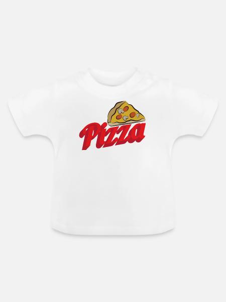 Pizza - Baby Bio-T-Shirt mit Rundhals - Weiß