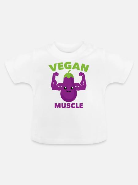 Vegane Muskeln - Baby Bio-T-Shirt mit Rundhals - Weiß