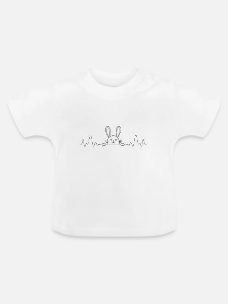 Hase Herzschlag - Baby Bio-T-Shirt mit Rundhals - Weiß