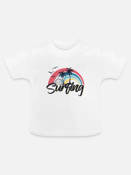 Surfing - Baby Bio-T-Shirt mit Rundhals - Weiß