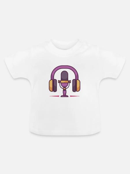 Mikrofon- und Kopfhörerset - Baby Bio-T-Shirt mit Rundhals - Weiß