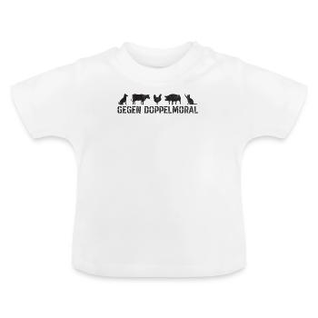 Gegen Doppelmoral - Tierschutz Tierschützer - Baby Bio-T-Shirt mit Rundhals - Weiß - Vorne