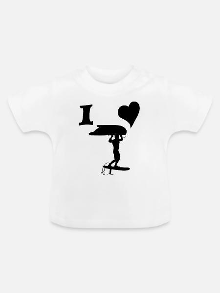 I love wingfoil - Baby Bio-T-Shirt mit Rundhals - Weiß