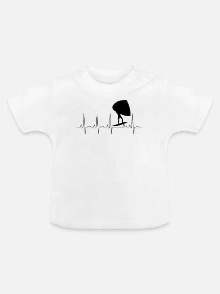 Wingfoiler Puls Frequenz - Baby Bio-T-Shirt mit Rundhals - Weiß