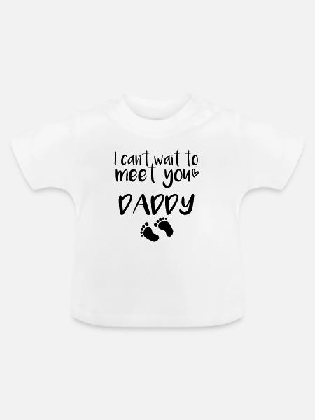 Meet daddy - Baby Bio-T-Shirt mit Rundhals - Weiß