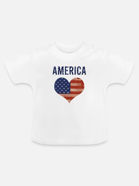 Amerika Herz - Baby Bio-T-Shirt mit Rundhals - Weiß