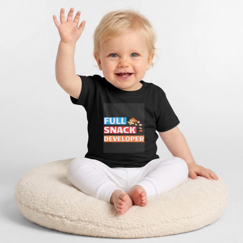 FULL SNACK DEVELOPER - DEVELOPER PUN Baby Organic T-Shirt with Round Neck