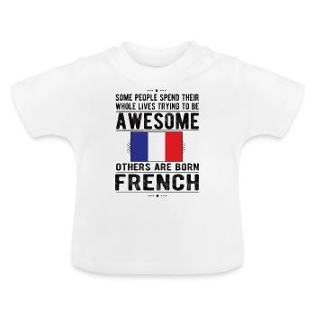 Français France Drapeau Français origine - T-shirt bio col rond Bébé - blanc - Devant